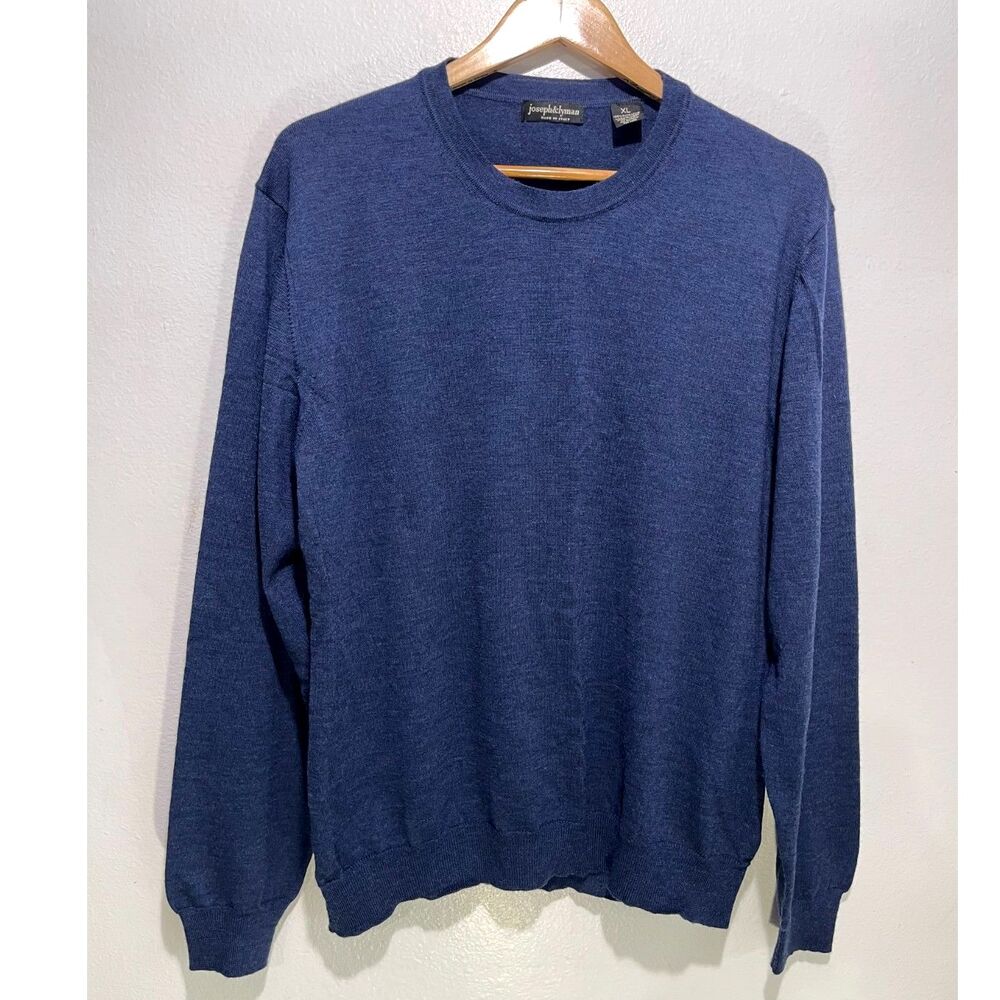 Joseph & Lyman made in Italy sweater 100% extra fine merino wool blue men XL